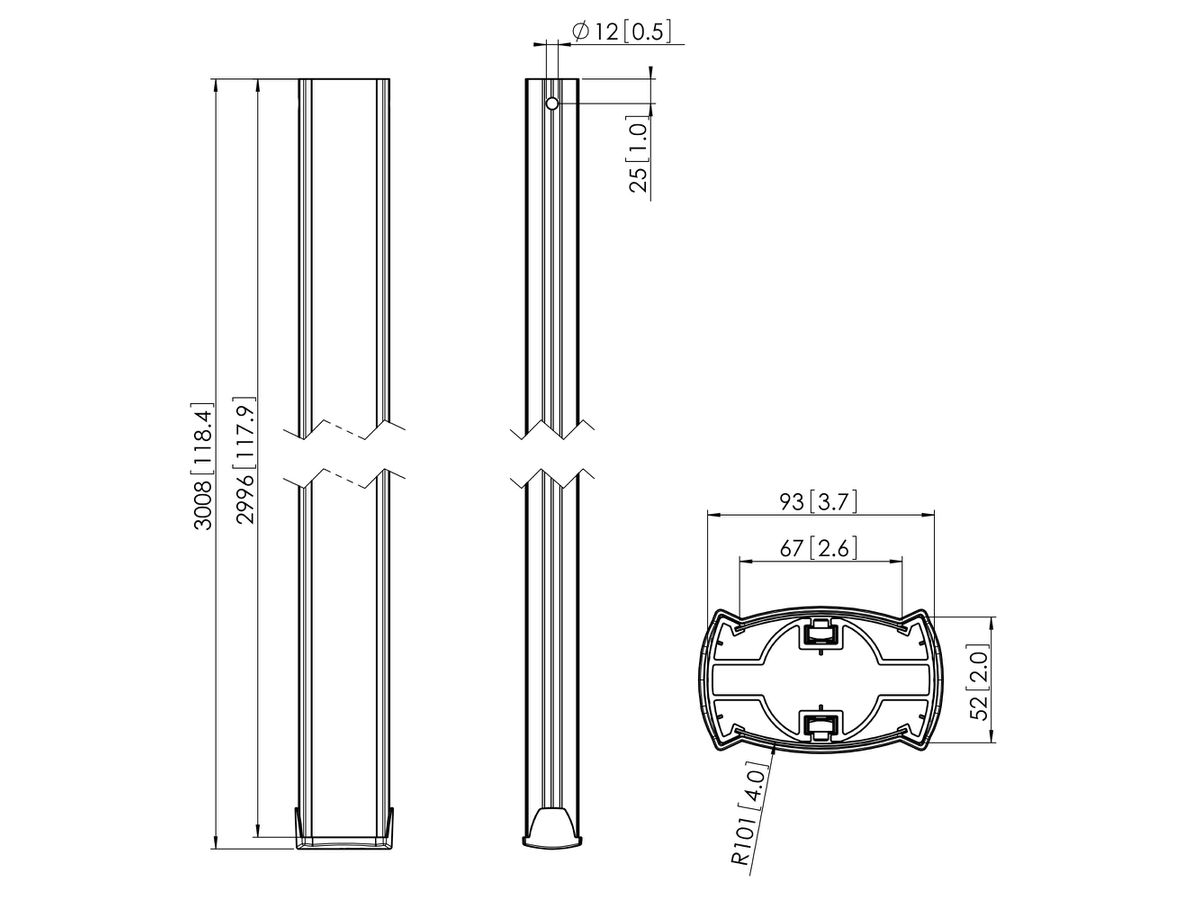 PUC 2530 - Deckenabhängungsprofil L 300 cm, Silber