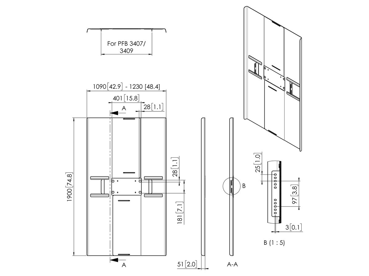 PFA 9164 - 'Display-Rückenabdeckung, Hoch, 84-86'''