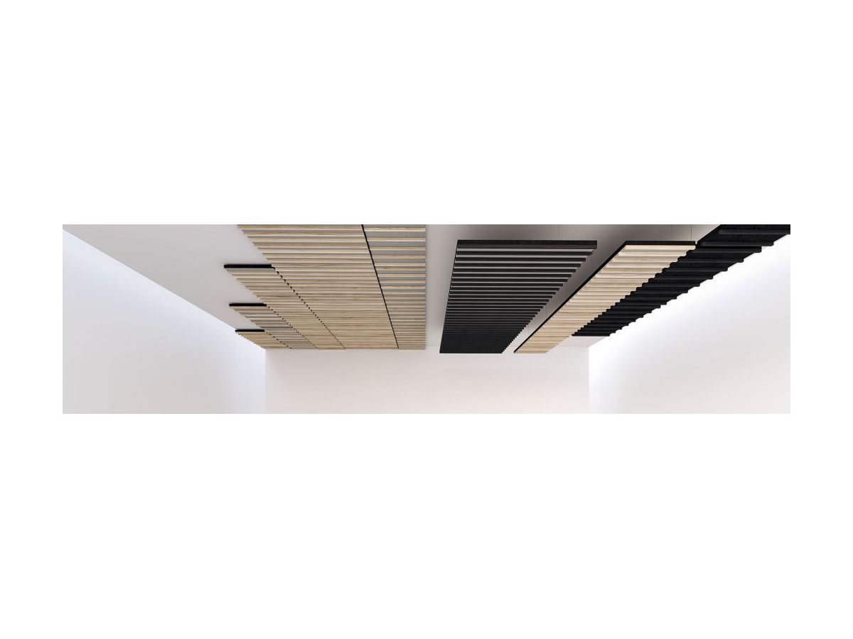 MICROBAFFLE acoustic wall - fiber black - 60x120cm 4-point suspension quer