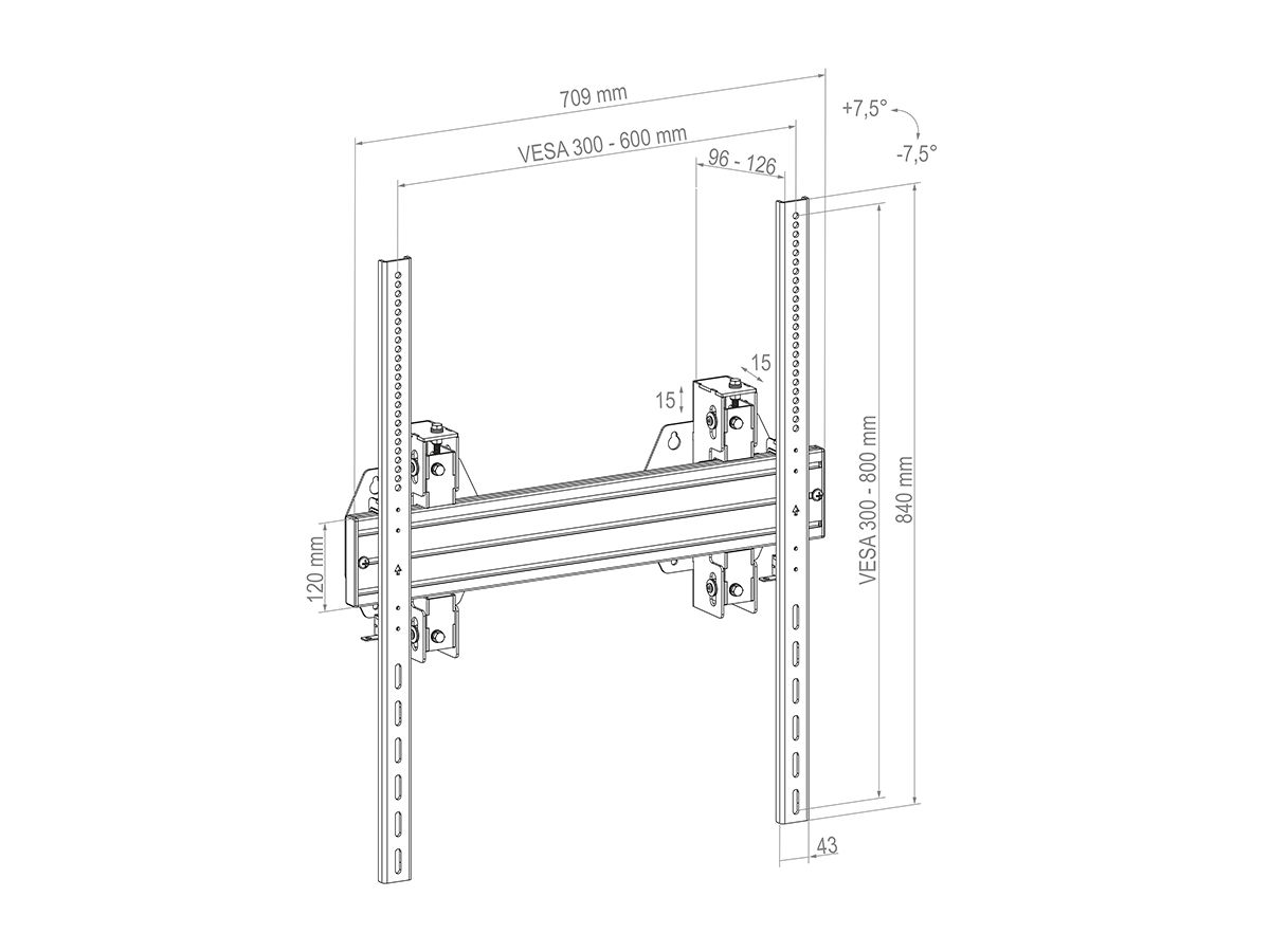 WH Synchron HD 65-98ö Portrait - Wandhalterung schwerlast - 65-98 Zoll -