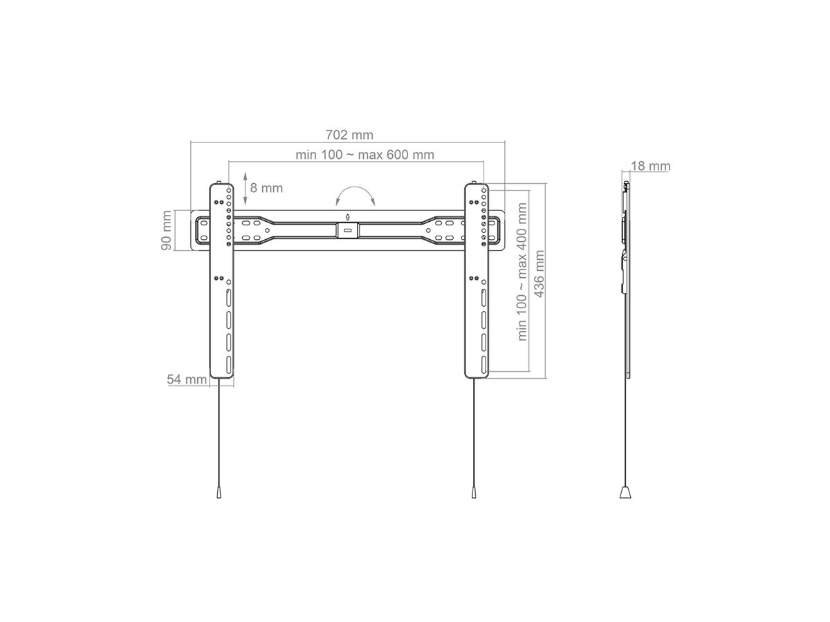 BL Superslim 600 - Wandhalterung starr - 55-75 Zoll - 18mm