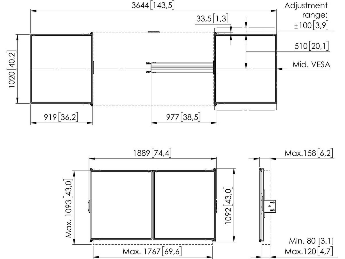 RISE WBS75M - Whiteboard-Set 75" (RISE 5-Series)