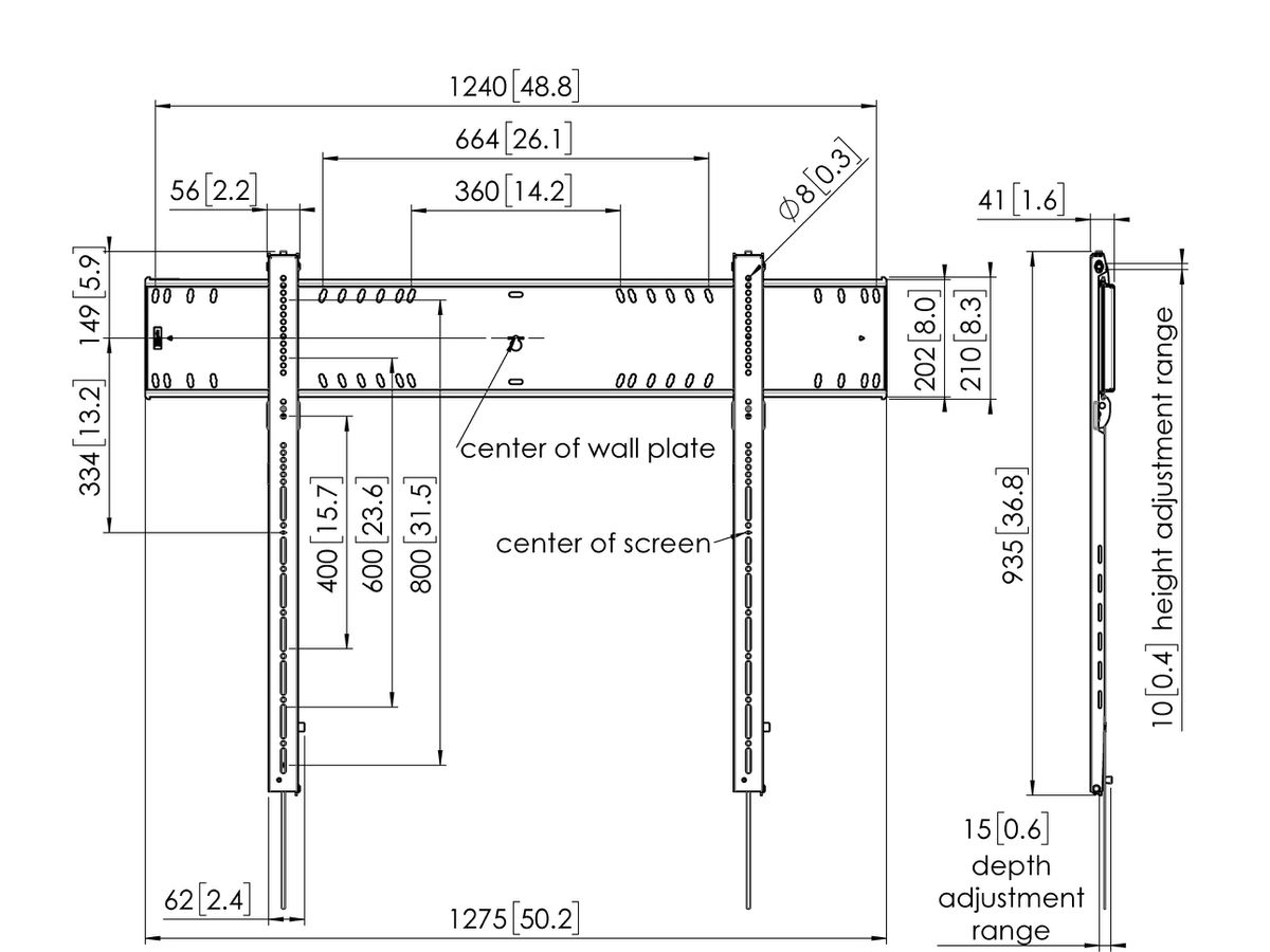 PFW 6900 - 'Support mural fixe, 80'' - 120'''