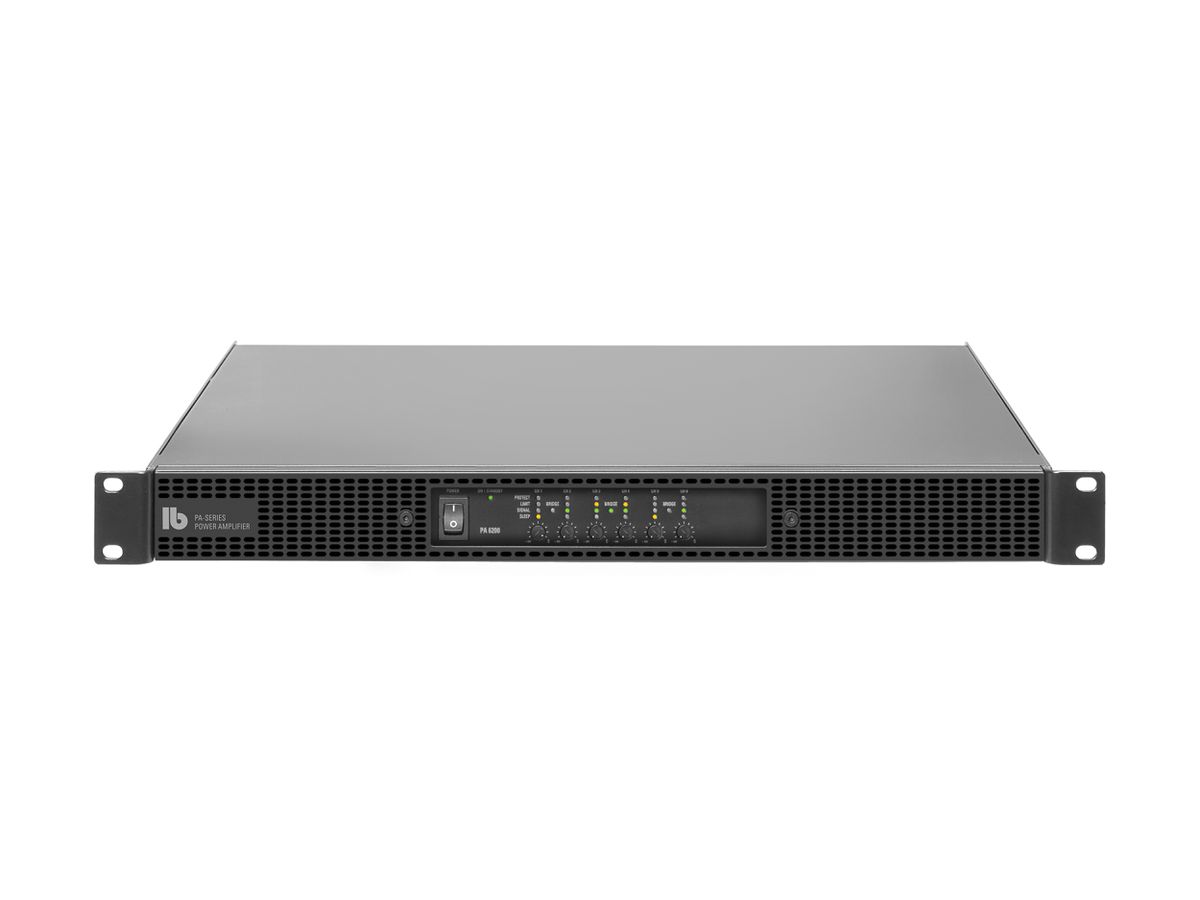 PA 6200 DANTE - Endstufe, 1 HE, 6 x 200 Watt, 6 x In Dan