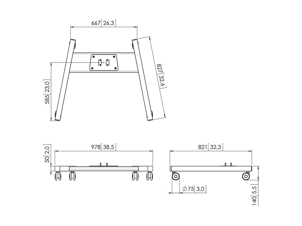 PFT 8520 - Châssis de trolley L, noir