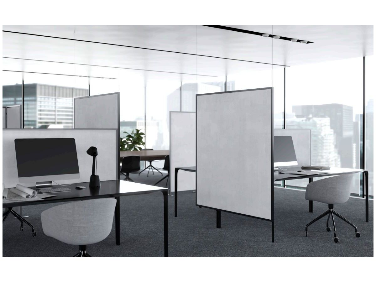 AREA acoustic wall - fiber black - 140x120cm Suspended Rahmen white