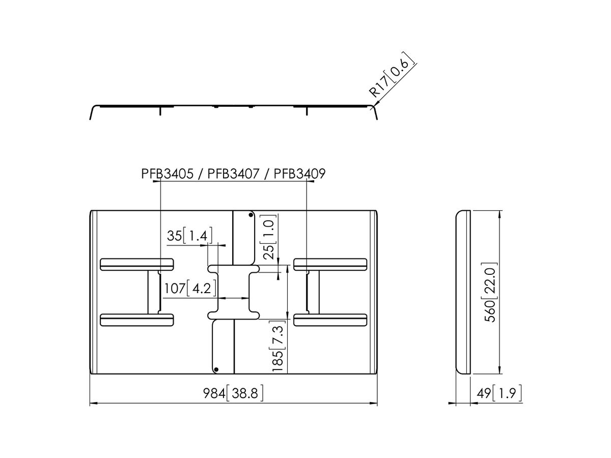 PFA 9115 - 'Display-Rückenabdeckung, Quer, 42 -49''