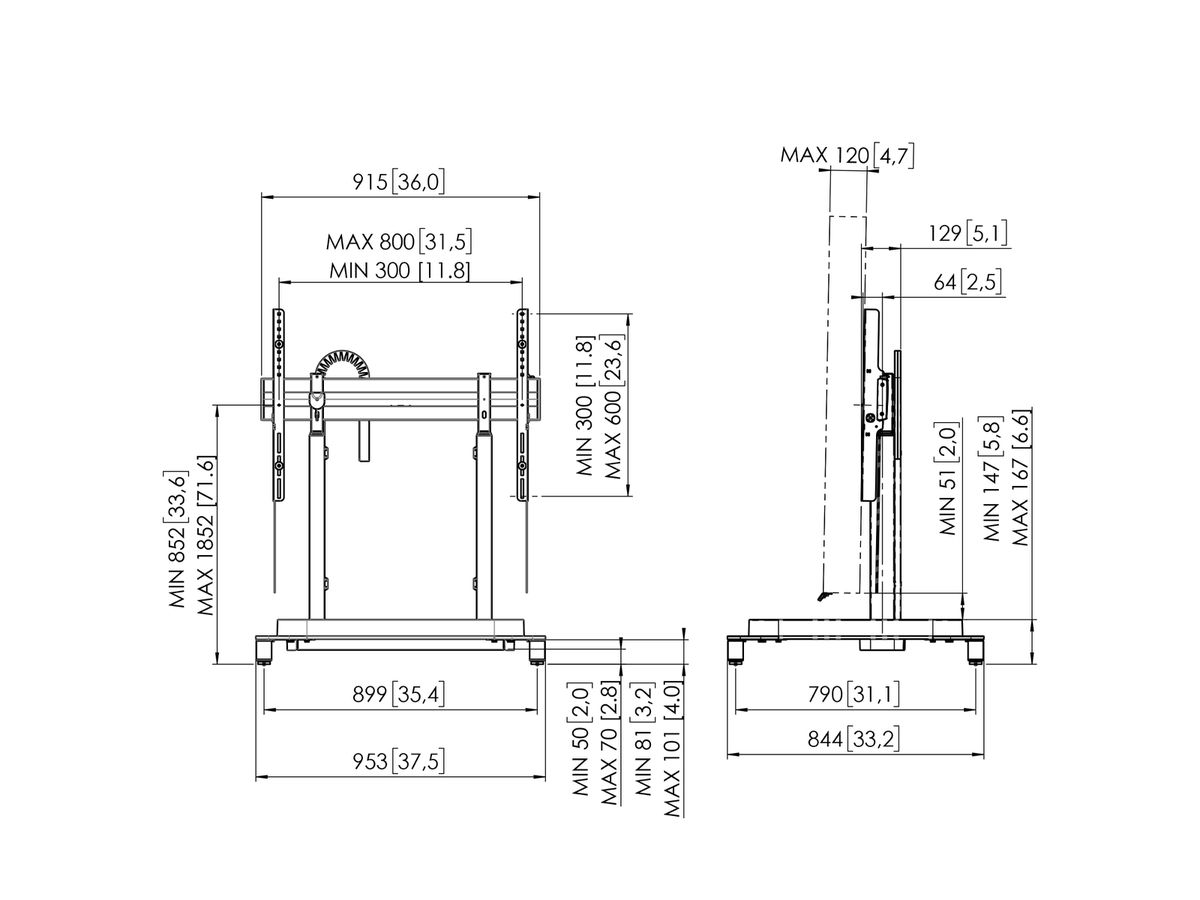 RISE 5108 - Standfuss motoris., Lift 80mm/s, Schwarz