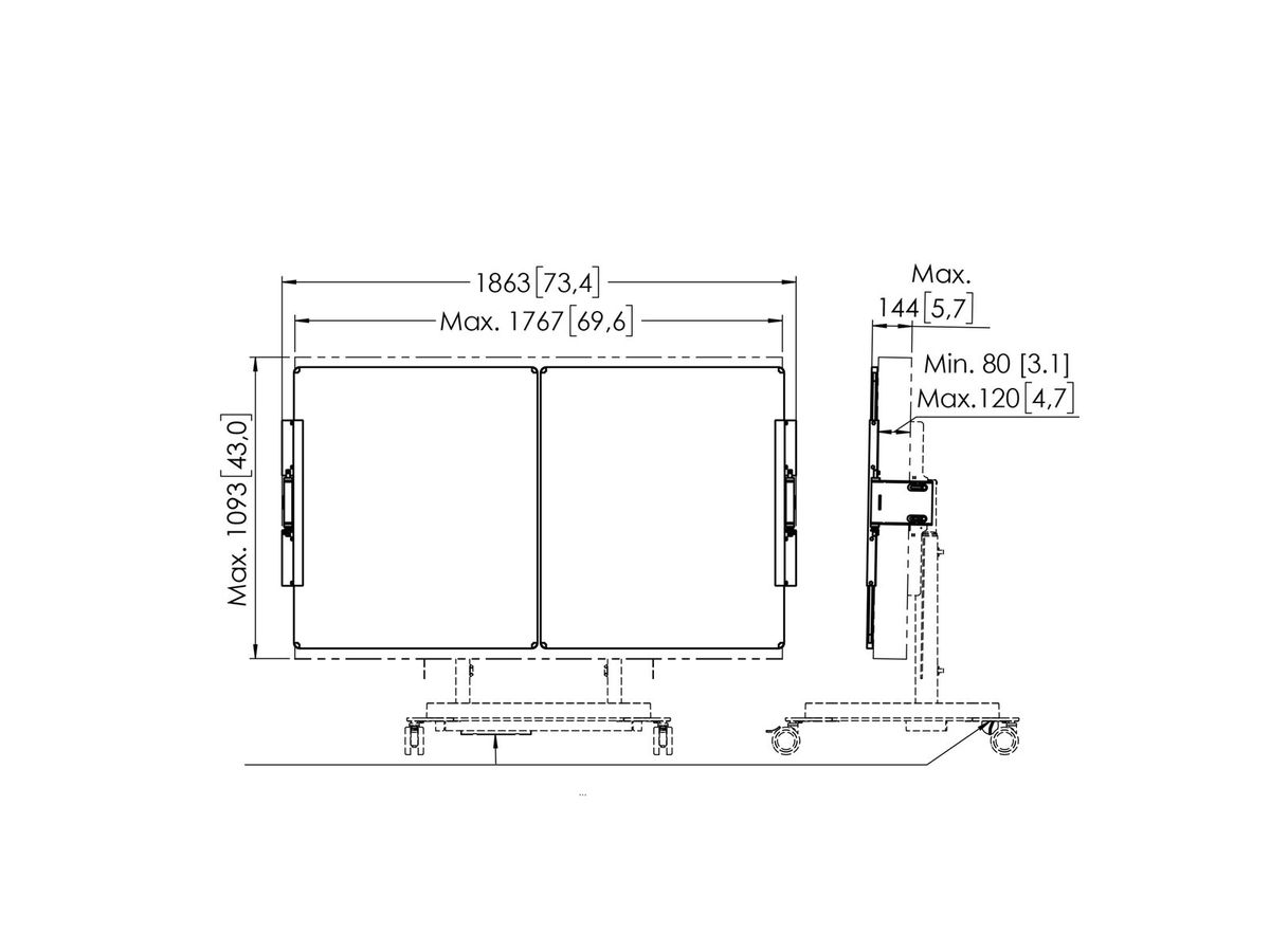 RISE A227 - Whiteboard-Set 75'' für RISE Trolley