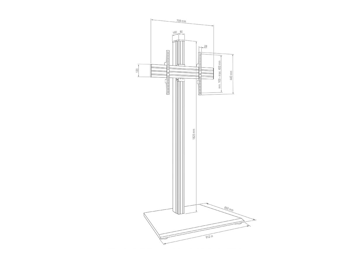 CPS Freestanding Single 55 - 75 Zoll - Support mur vidéo 2x2 portrait