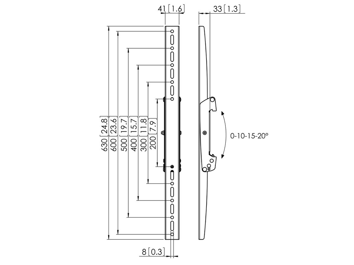 PFS 3306 - Display-Adapterstrips 630 mm, neigbar