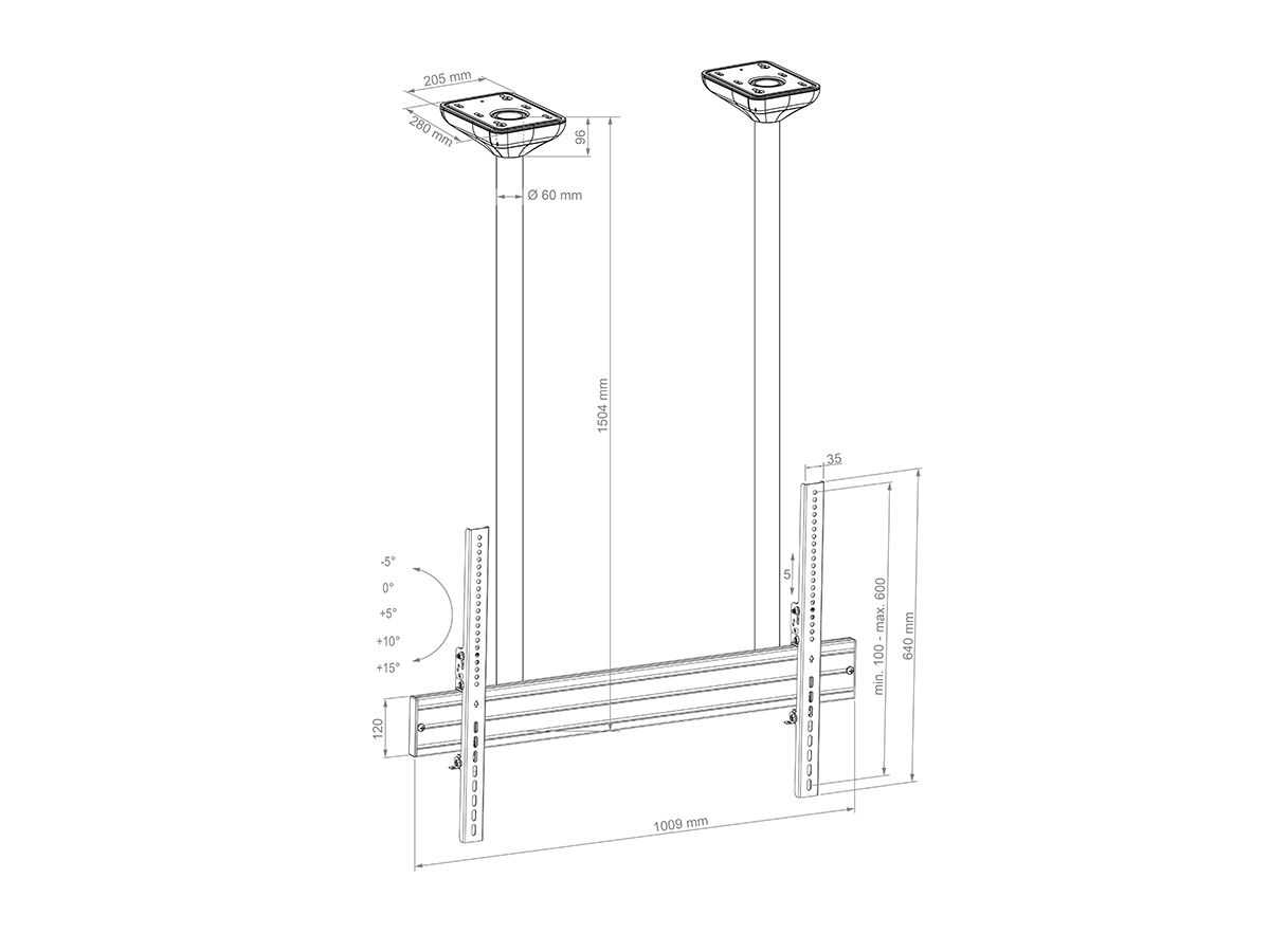PLD Single HD - Schwerlast-Deckenhalterung - 75-100 Zoll