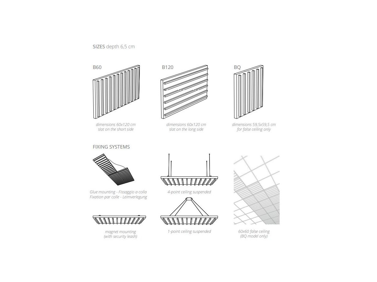 MICROBAFFLE acoustic wall - fiber black - 60x120cm 4-point suspension quer