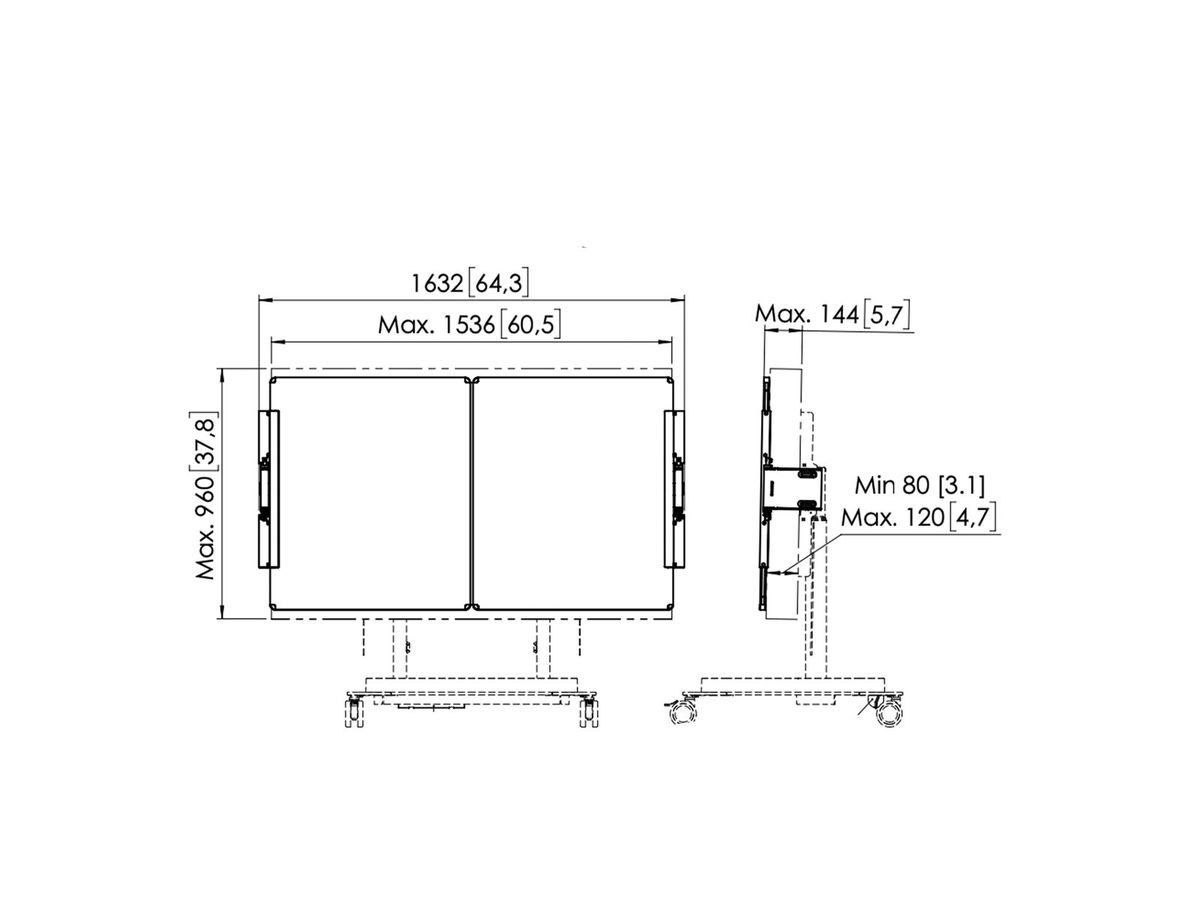 RISE A226 - Whiteboard-Set 65'' für RISE Trolley