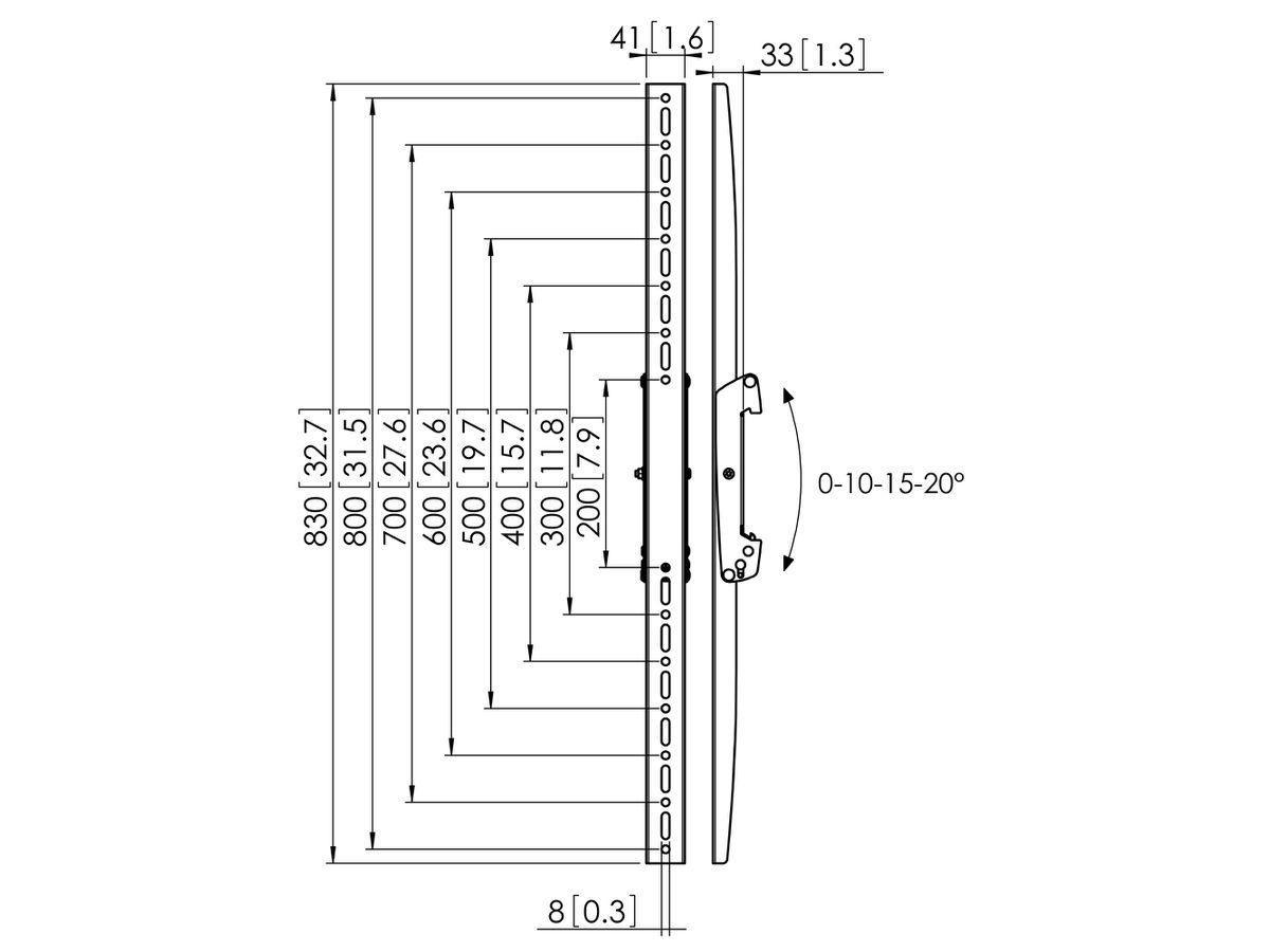 PFS 3308 - Display-Adapterstrips 830mm, neigbar