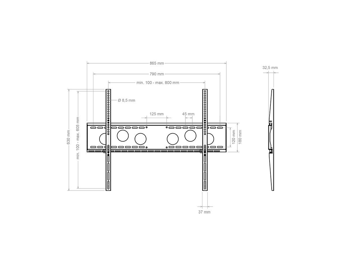 WH 85 F - HD - Wandhalterung starr - 55-110Zoll -VESA m