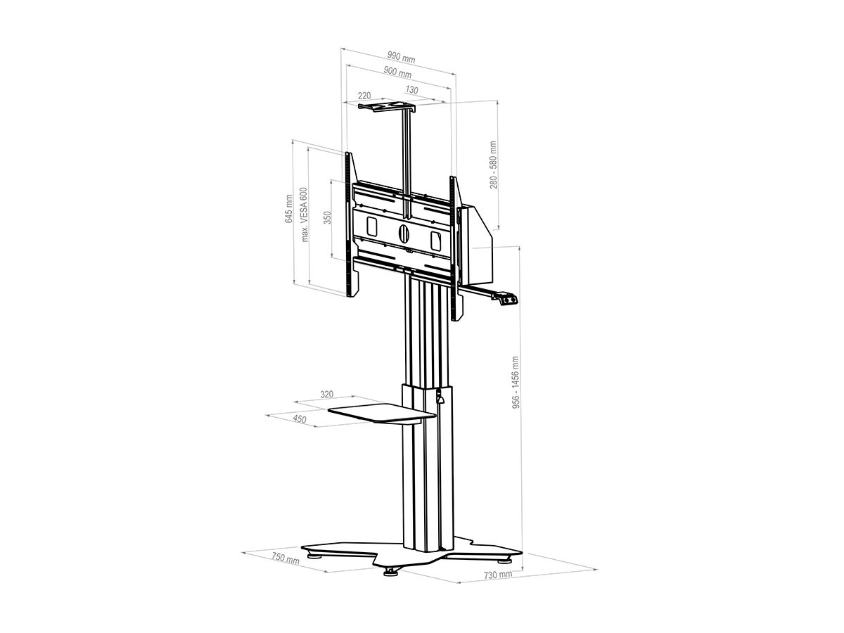 HP Lift Floorstand - Liftsystem freistehend - 55-100 Zoll - V