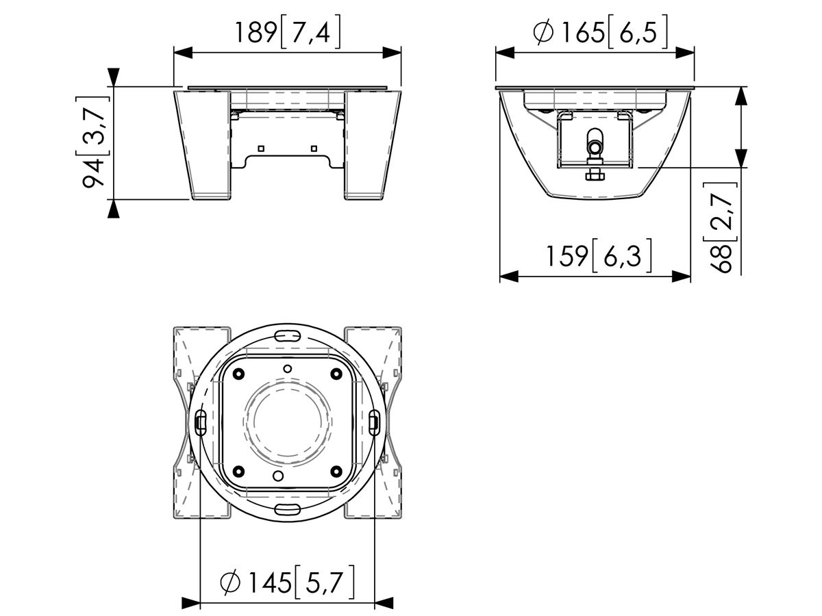 PUC 1065 - Deckenadapter schwenkbar, Schwarz