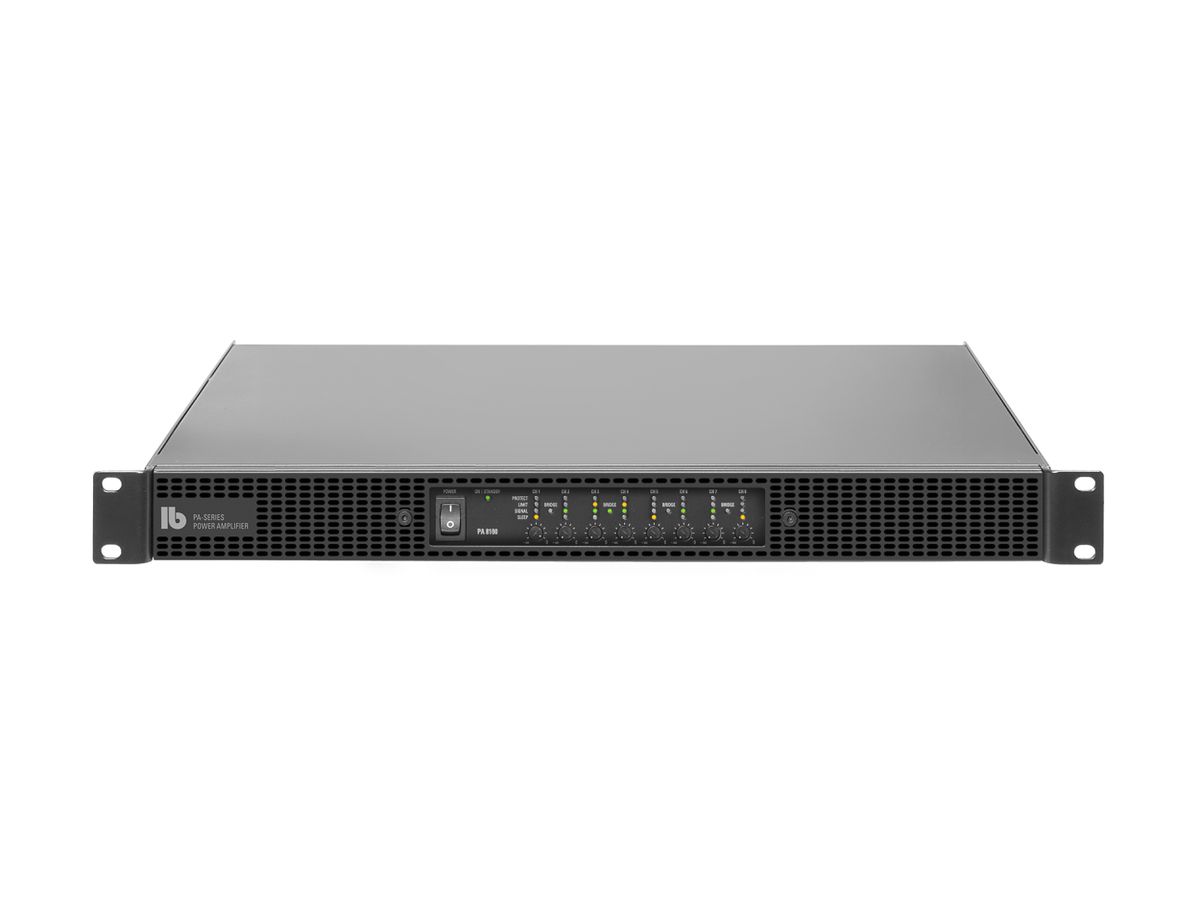 PA 8100 CINCH - 'Endstufe, 19'', 1 HE, 8 x 100 Watt, 8 x
