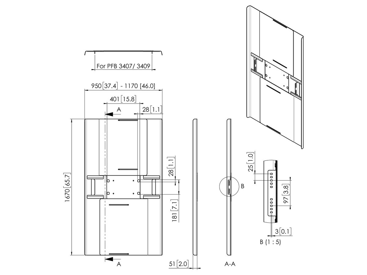 PFA 9162 - 'Display-Rückenabdeckung, Hoch, 75-80'''