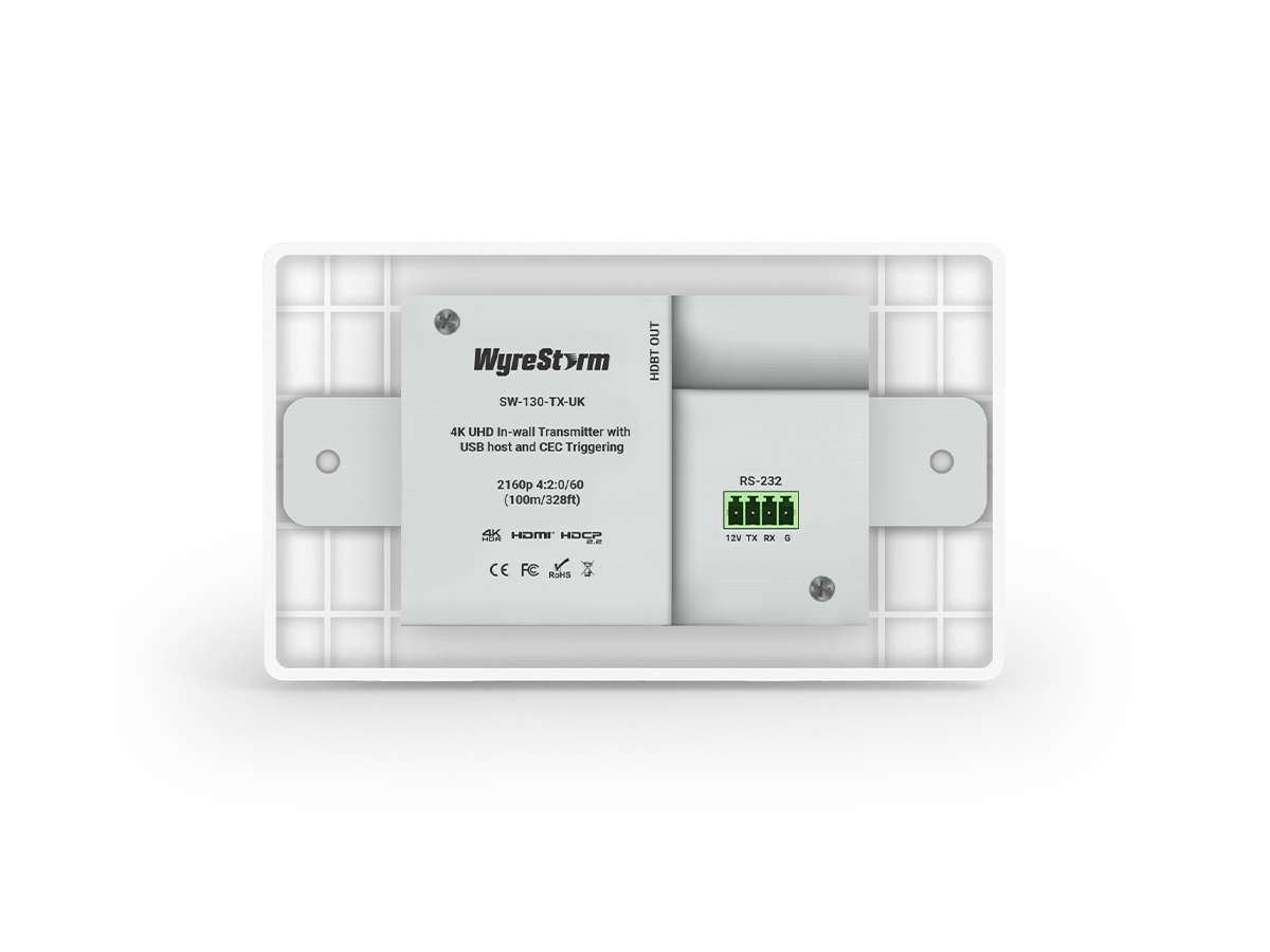 SW-130-TX-UK - Transmitter HDBT Inwall, USB-C, HDMI