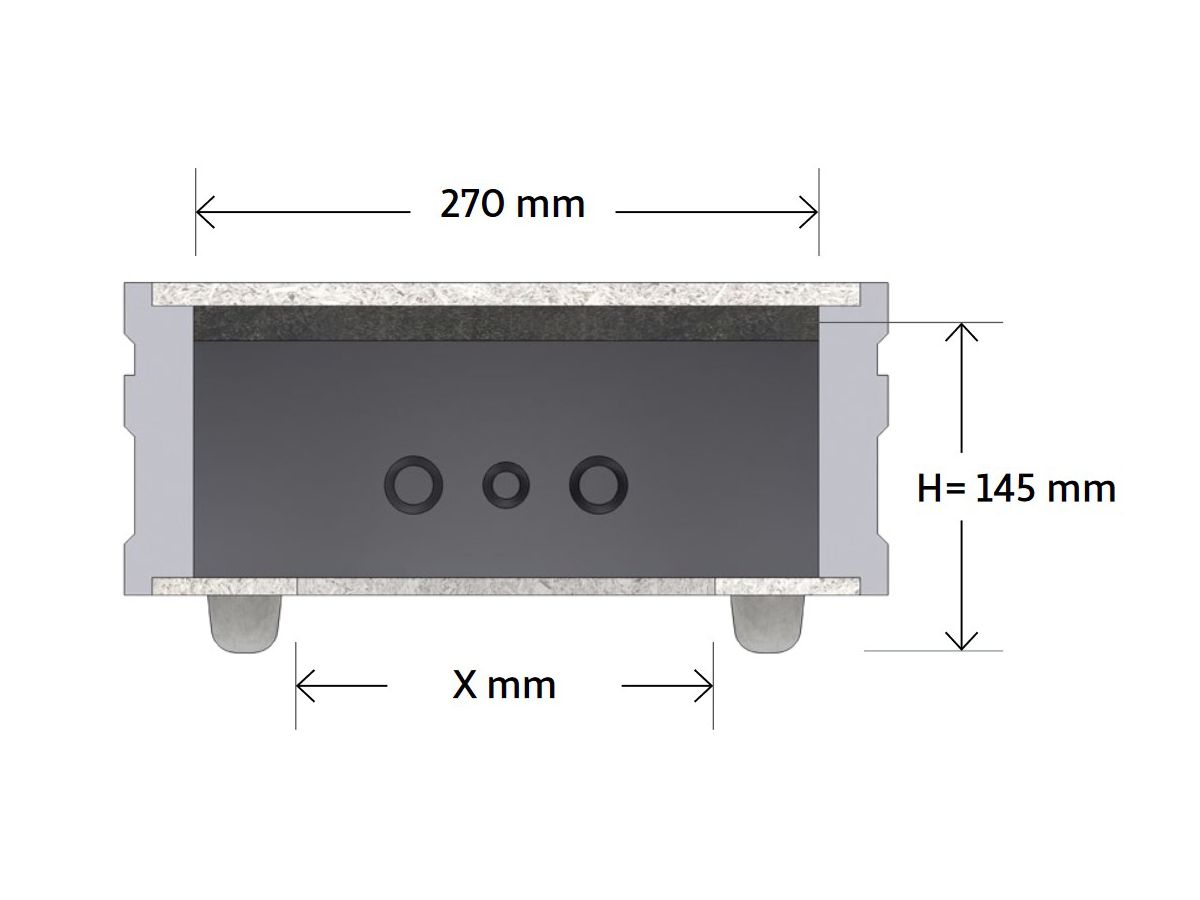 Einbaugehäuse Grösse M für Betondecken - passend für 6" Lochmass 215mm