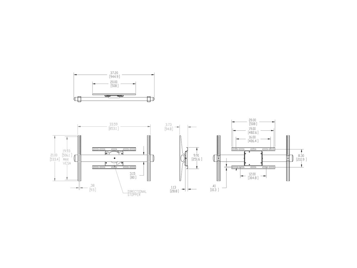 PFW 6858 - Wandhalter, rotierbar 90ø, Vesa 500x800
