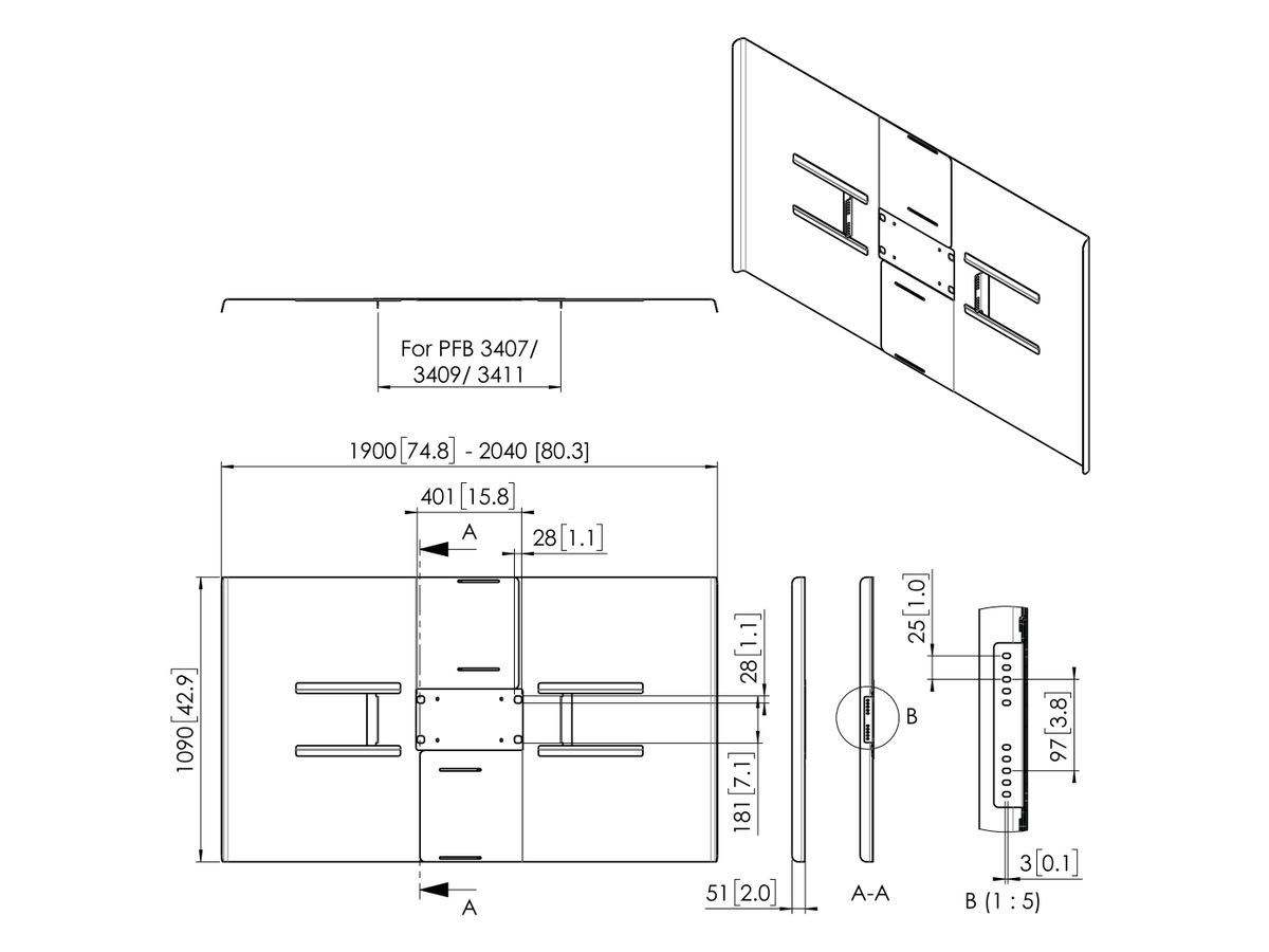 PFA 9163 - 'Display-Rückenabdeckung, Quer, 84-86'''