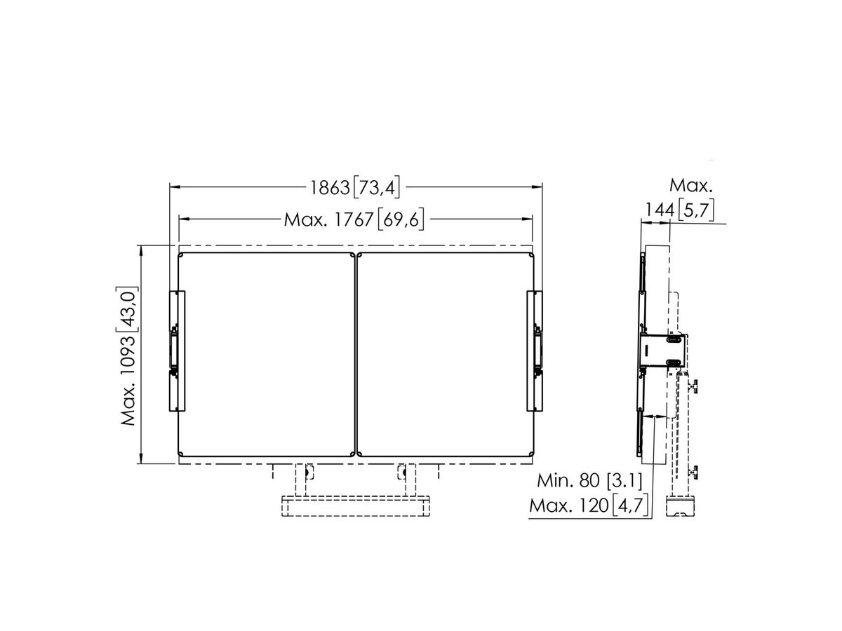 RISE A217 - 'Kit tableau blanc 75'' pour RISE mural'