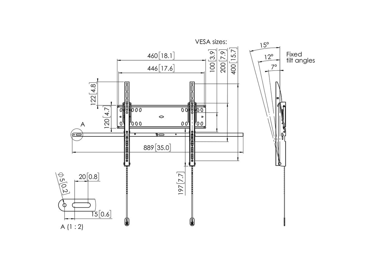 PFW 4510 - Wandhalter, neigbar, - Vesa 400