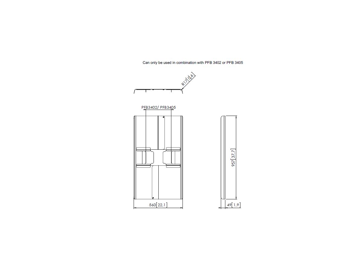 PFA 9120 - 'Display-Rückenabdeckung, Hoch, 42 -49''