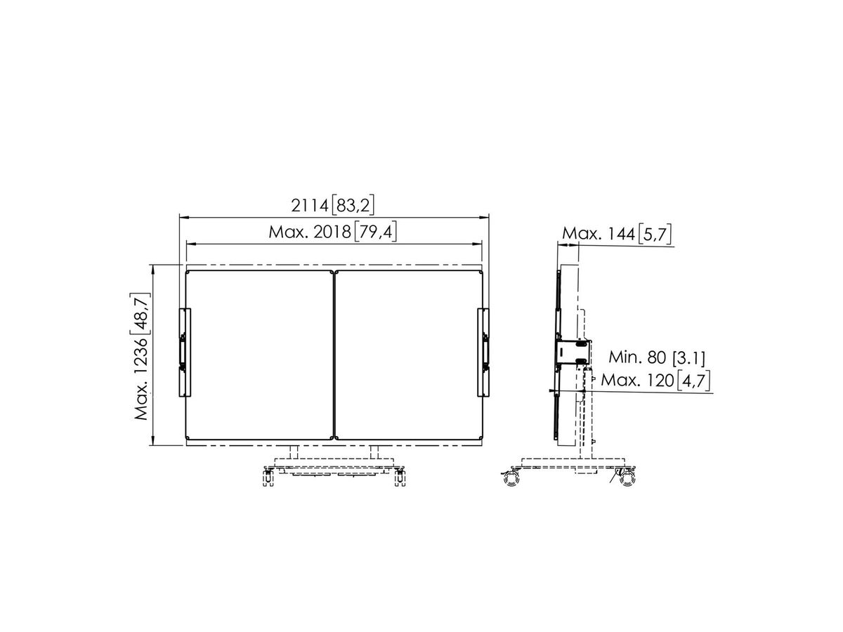 RISE A228 - Whiteboard-Set 86" für RISE Trolley