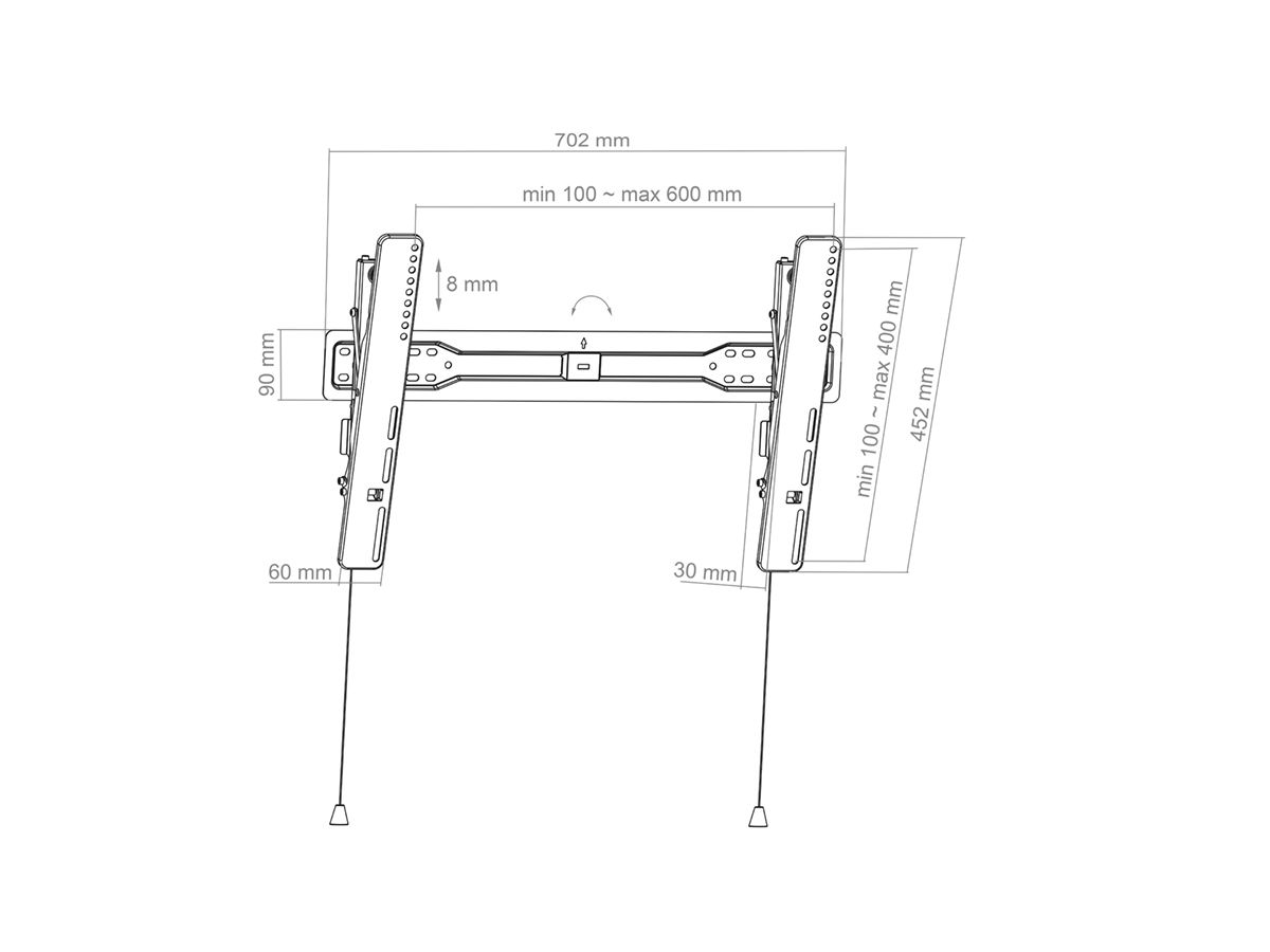 BL Superslim Tilt 600 - Wandhalterung neigbar - 55-75 Zoll - 30m