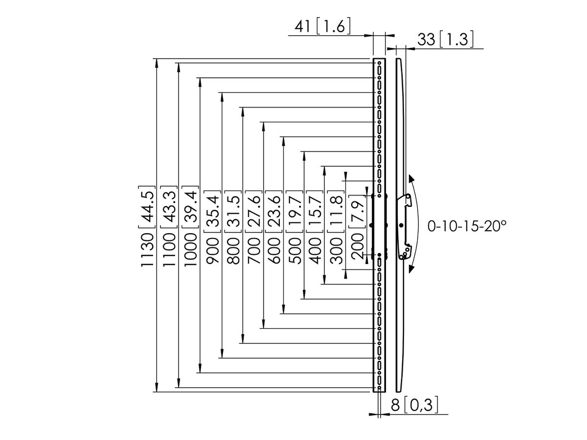 PFS 3311 - Display-Adapterstrips 1130 mm, neigbar