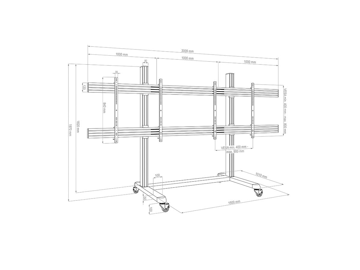CPS Mobile Stand Dual 75 - 86 Zoll - Support mobile 2x75û86 Zoll