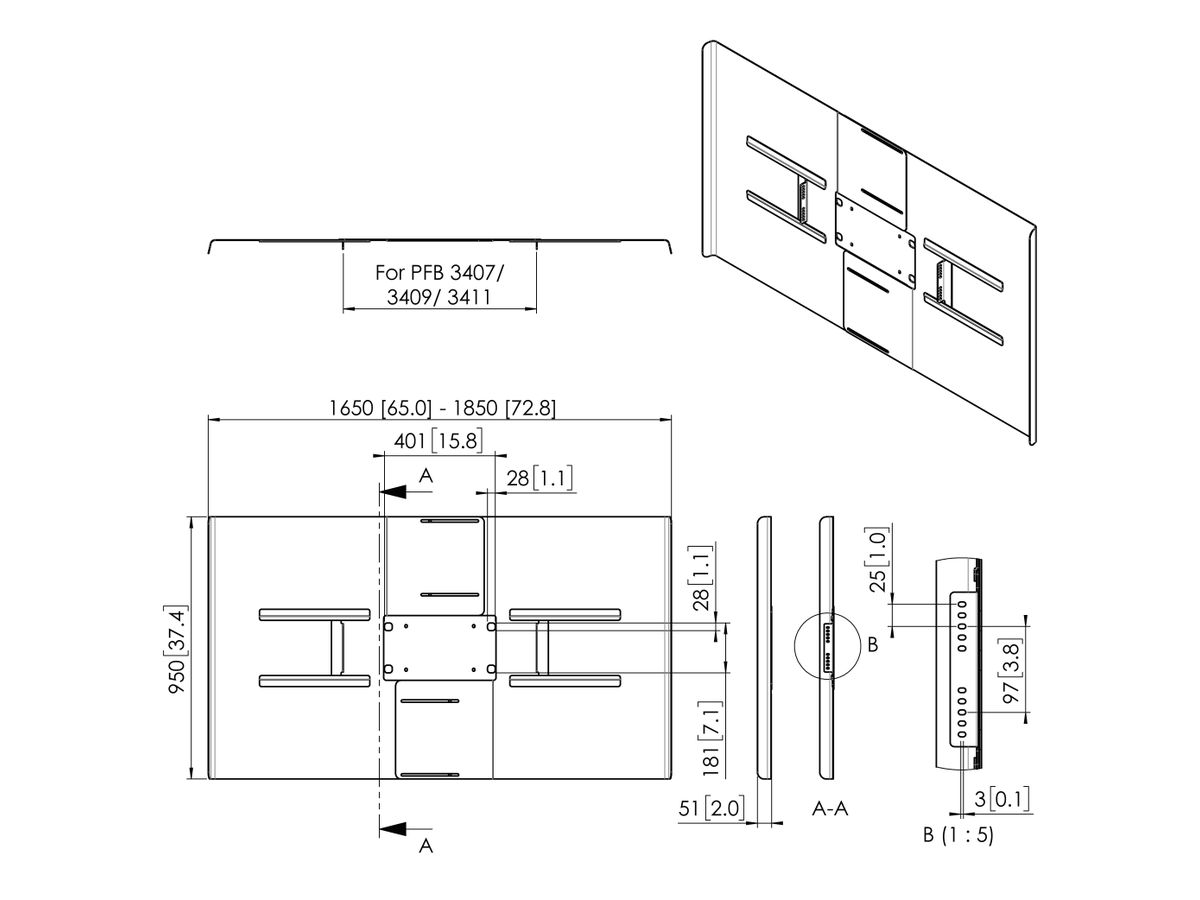 PFA 9161 - 'Display-Rückenabdeckung, Quer, 75-80'''