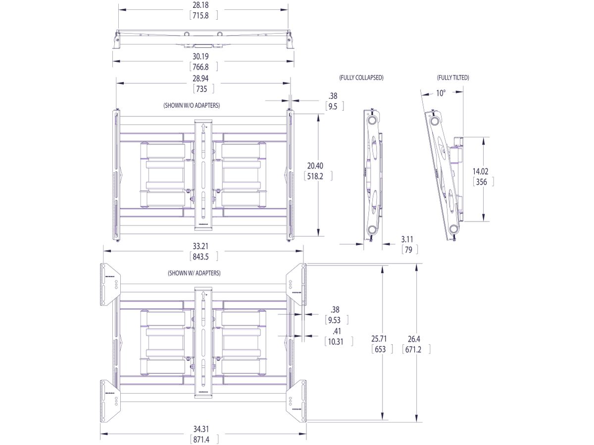 PFW 6851 - Wandhalter, schwenk- & neigbar, 600x800